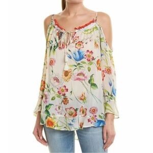 001JW // Johnny Was Fusion Floral Spaghetti Strap/Cold Shoulder Top // L